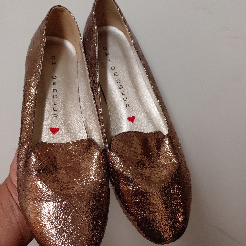 Cri De Coeur Womens Brown Metallic Ballerina Flats Size 8.5